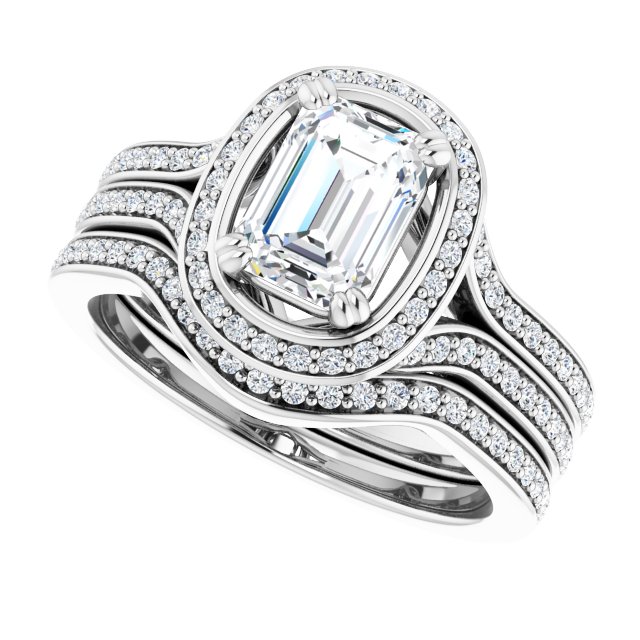 1.50 Tcw Emerald Lab-Grown GH/VS2+ Modern Halo Engagement Ring in 14KW | AllComponents_View5 1.50 Tcw Emerald Lab-Grown GH/VS2+ Modern Halo Engagement Ring in 14KW | AllComponents_View5