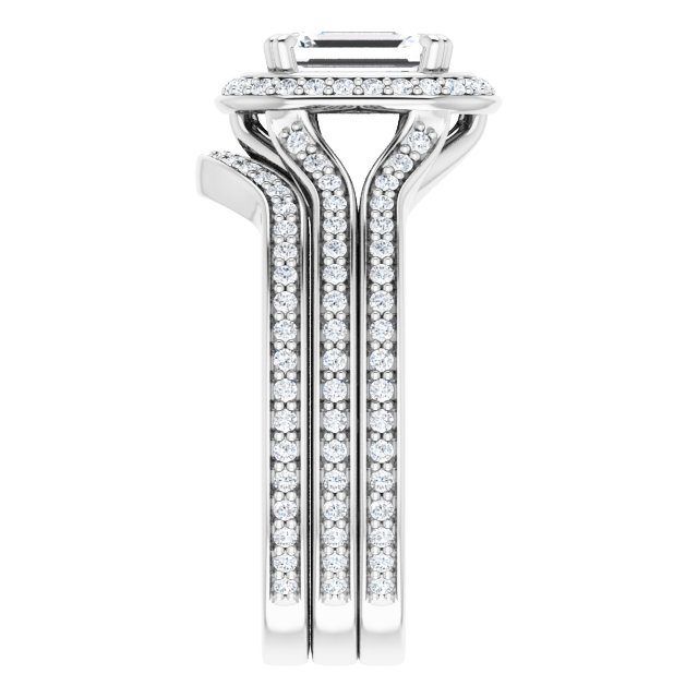 1.50 Tcw Emerald Lab-Grown GH/VS2+ Modern Halo Engagement Ring in 14KW | AllComponents_ViewE 1.50 Tcw Emerald Lab-Grown GH/VS2+ Modern Halo Engagement Ring in 14KW | AllComponents_ViewE