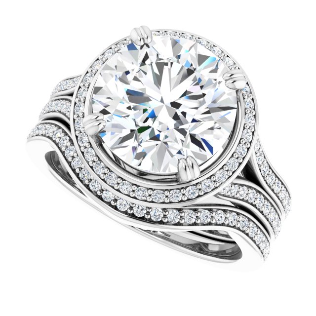 4.10 Tcw Round Moissanite DEF/VVS Modern Halo Engagement Ring in 14KW | AllComponents_View5 4.10 Tcw Round Moissanite DEF/VVS Modern Halo Engagement Ring in 14KW | AllComponents_View5