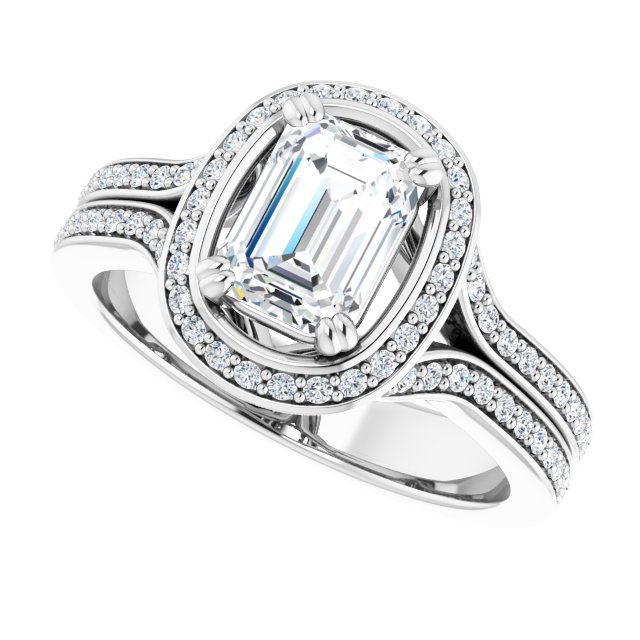 1.50 Tcw Emerald Lab-Grown GH/VS2+ Modern Halo Engagement Ring in 14KW | View5 1.50 Tcw Emerald Lab-Grown GH/VS2+ Modern Halo Engagement Ring in 14KW | View5