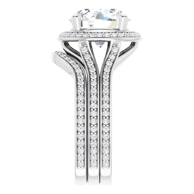 4.10 Tcw Round Moissanite DEF/VVS Modern Halo Engagement Ring in 14KW | AllComponents_ViewE 4.10 Tcw Round Moissanite DEF/VVS Modern Halo Engagement Ring in 14KW | AllComponents_ViewE