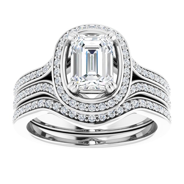1.50 Tcw Emerald Lab-Grown GH/VS2+ Modern Halo Engagement Ring in 14KW | AllComponents_ViewS 1.50 Tcw Emerald Lab-Grown GH/VS2+ Modern Halo Engagement Ring in 14KW | AllComponents_ViewS