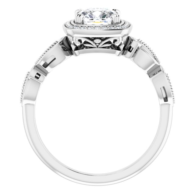 1.21 Tcw Cushion Diamond EF/VS1+ Sculptural Halo Engagement Ring in PLAT | ViewB_4
