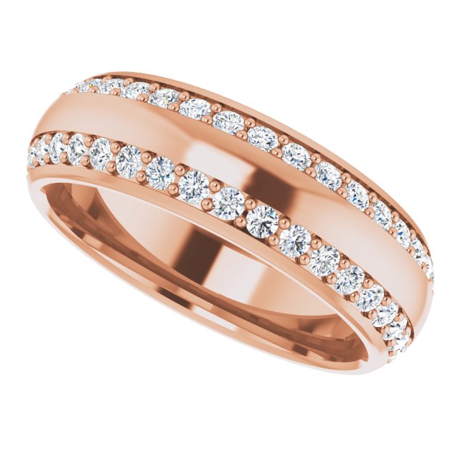Classic 1.11 tcw Round Moissanite DEF/VVS Eternity Ring in 18KR | View5