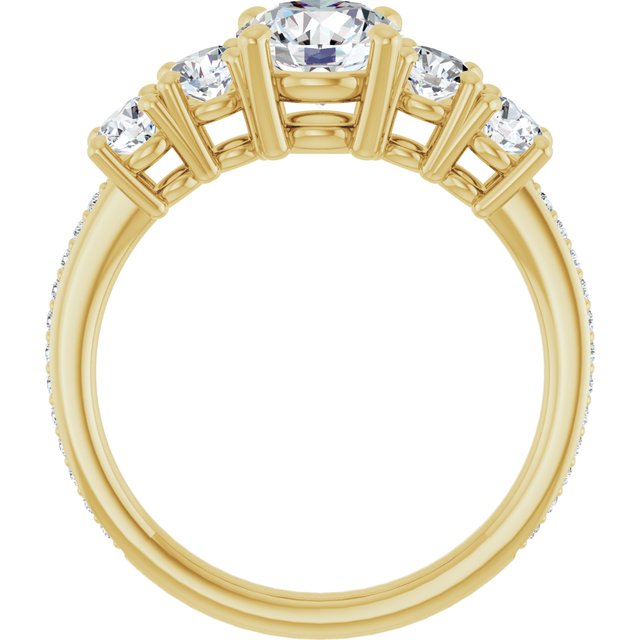 1.76 Round Moissanite DEF/VVS Degrade Sidestone Engagement Ring in 18KY | ViewB_4 1.76 Round Moissanite DEF/VVS Degrade Sidestone Engagement Ring in 18KY | ViewB_4