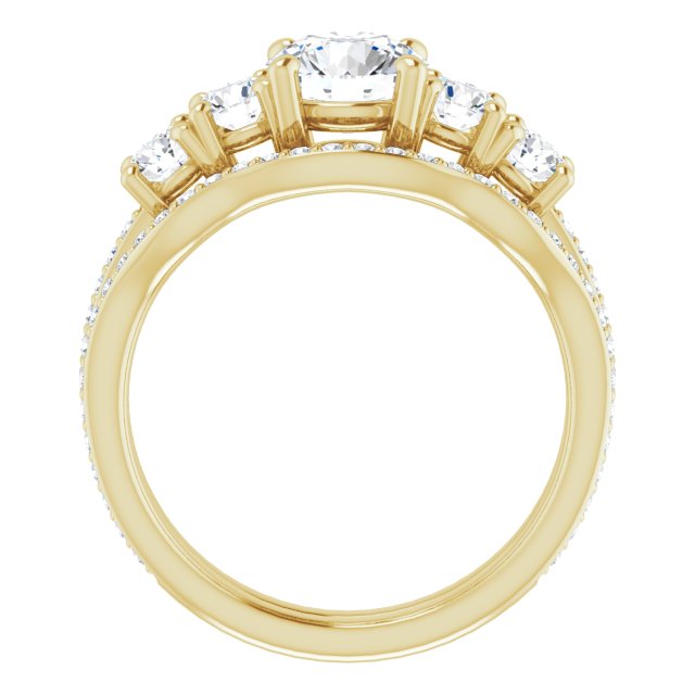 1.76 Round Moissanite DEF/VVS Degrade Sidestone Engagement Ring in 18KY | AllComponents_ViewB_4 1.76 Round Moissanite DEF/VVS Degrade Sidestone Engagement Ring in 18KY | AllComponents_ViewB_4