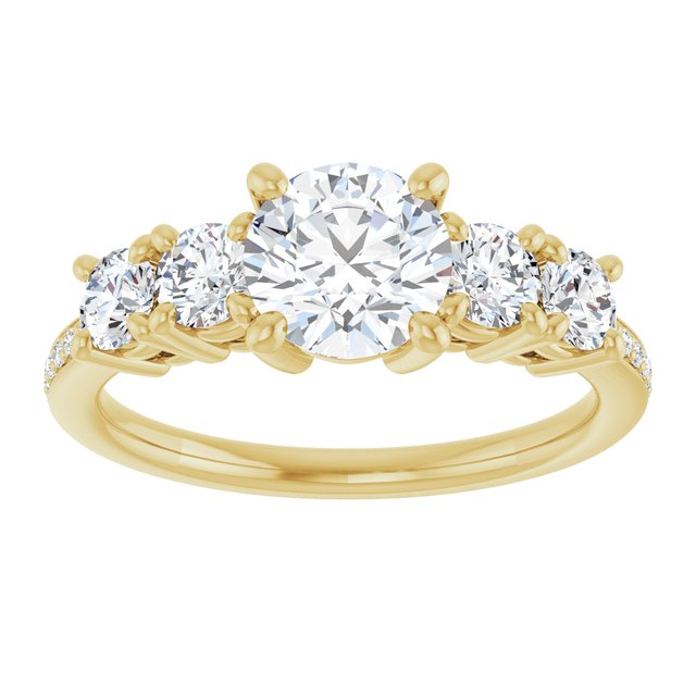 1.76 Round Moissanite DEF/VVS Degrade Sidestone Engagement Ring in 18KY | ViewS 1.76 Round Moissanite DEF/VVS Degrade Sidestone Engagement Ring in 18KY | ViewS