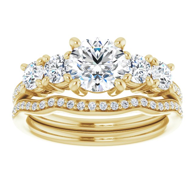 1.76 Round Moissanite DEF/VVS Degrade Sidestone Engagement Ring in 18KY | AllComponents_ViewS 1.76 Round Moissanite DEF/VVS Degrade Sidestone Engagement Ring in 18KY | AllComponents_ViewS