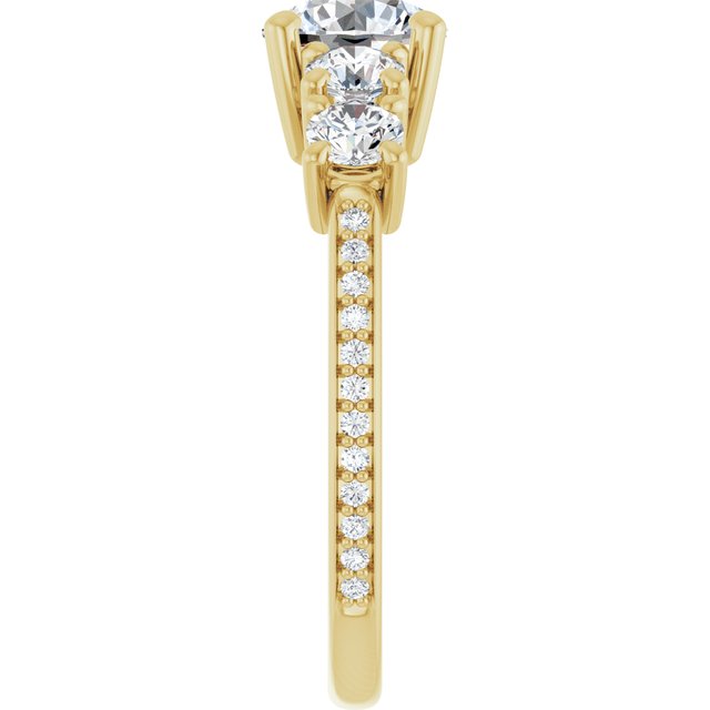1.76 Round Moissanite DEF/VVS Degrade Sidestone Engagement Ring in 18KY | ViewE 1.76 Round Moissanite DEF/VVS Degrade Sidestone Engagement Ring in 18KY | ViewE