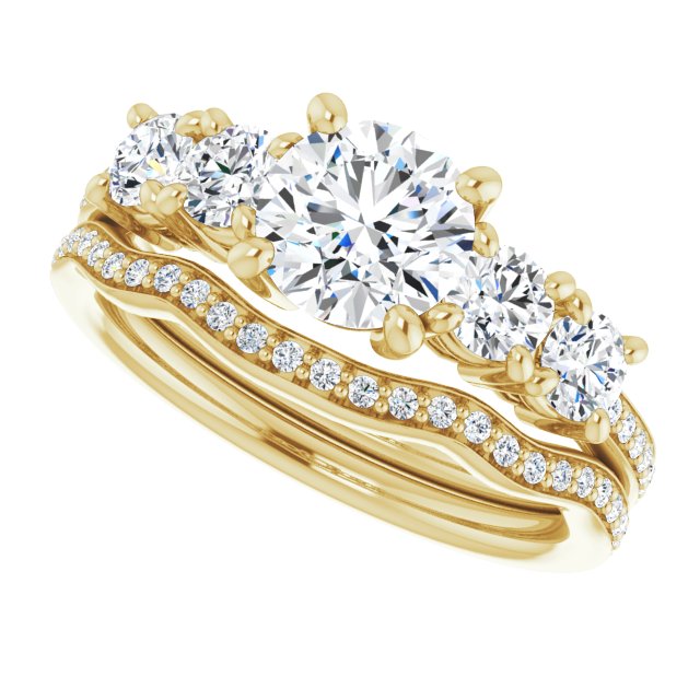 1.76 Round Moissanite DEF/VVS Degrade Sidestone Engagement Ring in 18KY | AllComponents_View5 1.76 Round Moissanite DEF/VVS Degrade Sidestone Engagement Ring in 18KY | AllComponents_View5