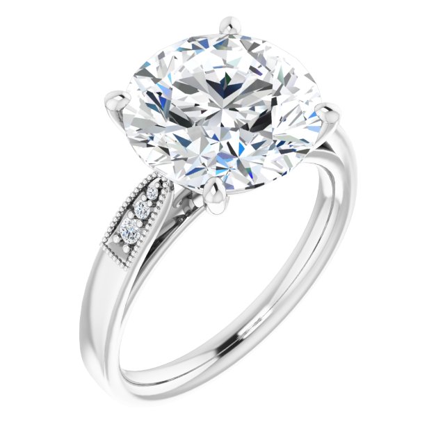 4.80 Round Moissanite DEF/VVS Cathedral Sidestone Engagement Ring in 14KW | ViewA 4.80 Round Moissanite DEF/VVS Cathedral Sidestone Engagement Ring in 14KW | ViewA