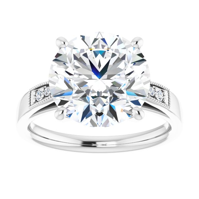 4.80 Round Moissanite DEF/VVS Cathedral Sidestone Engagement Ring in 14KW | ViewS 4.80 Round Moissanite DEF/VVS Cathedral Sidestone Engagement Ring in 14KW | ViewS