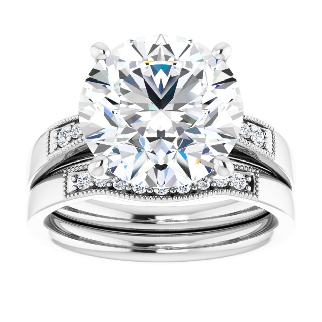 4.80 Round Moissanite DEF/VVS Cathedral Sidestone Engagement Ring in 14KW | AllComponents_ViewS 4.80 Round Moissanite DEF/VVS Cathedral Sidestone Engagement Ring in 14KW | AllComponents_ViewS