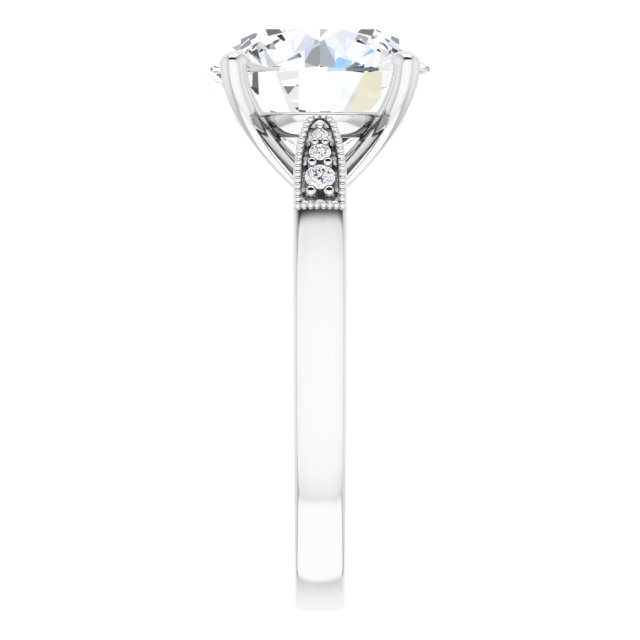 4.80 Round Moissanite DEF/VVS Cathedral Sidestone Engagement Ring in 14KW | ViewE 4.80 Round Moissanite DEF/VVS Cathedral Sidestone Engagement Ring in 14KW | ViewE