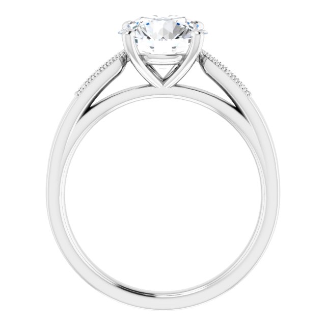 2.05 Round Moissanite DEF/VVS Cathedral Sidestone Engagement Ring in 14KW | ViewB_4 2.05 Round Moissanite DEF/VVS Cathedral Sidestone Engagement Ring in 14KW | ViewB_4