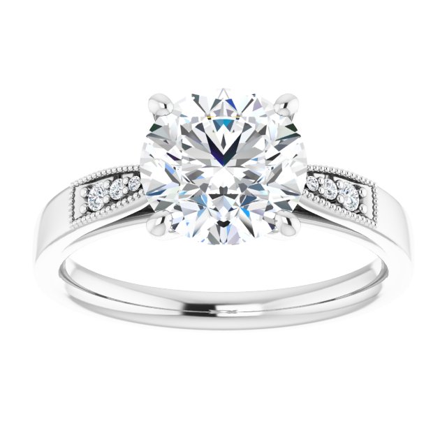 2.05 Round Moissanite DEF/VVS Cathedral Sidestone Engagement Ring in 14KW | ViewS 2.05 Round Moissanite DEF/VVS Cathedral Sidestone Engagement Ring in 14KW | ViewS