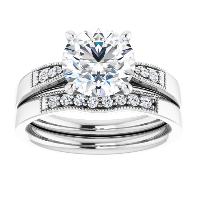 2.05 Round Moissanite DEF/VVS Cathedral Sidestone Engagement Ring in 14KW | AllComponents_ViewS 2.05 Round Moissanite DEF/VVS Cathedral Sidestone Engagement Ring in 14KW | AllComponents_ViewS
