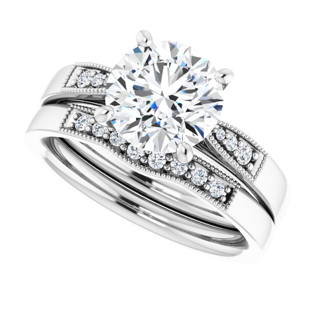 2.05 Round Moissanite DEF/VVS Cathedral Sidestone Engagement Ring in 14KW | AllComponents_View5 2.05 Round Moissanite DEF/VVS Cathedral Sidestone Engagement Ring in 14KW | AllComponents_View5