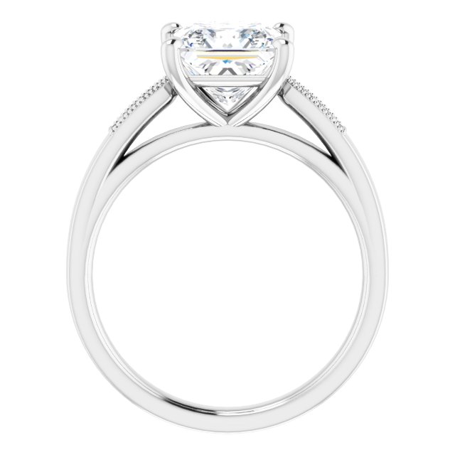 2.15 Square Moissanite DEF/VVS Cathedral Sidestone Engagement Ring in 18KW | ViewB_4 2.15 Square Moissanite DEF/VVS Cathedral Sidestone Engagement Ring in 18KW | ViewB_4
