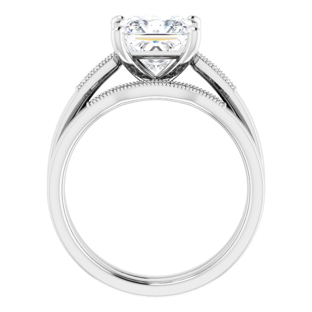2.15 Square Moissanite DEF/VVS Cathedral Sidestone Engagement Ring in 18KW | AllComponents_ViewB_4 2.15 Square Moissanite DEF/VVS Cathedral Sidestone Engagement Ring in 18KW | AllComponents_ViewB_4