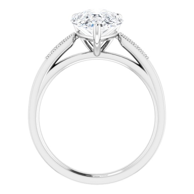 3.62 Pear Moissanite DEF/VVS Cathedral Sidestone Engagement Ring in 18KW | ViewB_4