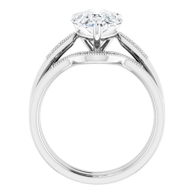 3.62 Pear Moissanite DEF/VVS Cathedral Sidestone Engagement Ring in 18KW | AllComponents_ViewB_4