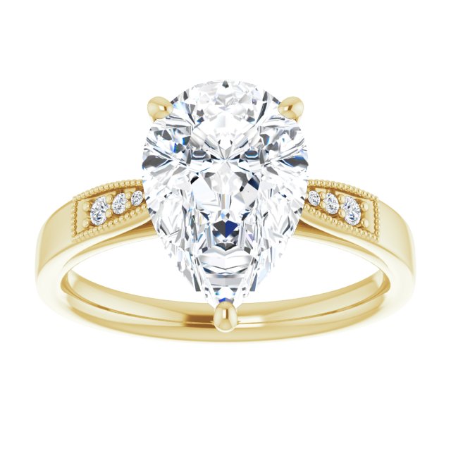 3.62 Pear Lab-Grown GH/VS2+ Cathedral Sidestone Engagement Ring in 14KY | ViewS
