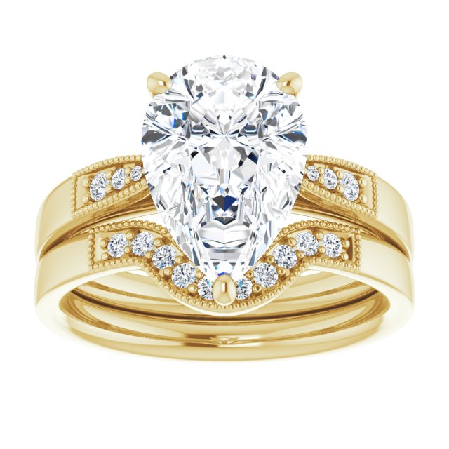 3.62 Pear Lab-Grown GH/VS2+ Cathedral Sidestone Engagement Ring in 14KY | AllComponents_ViewS