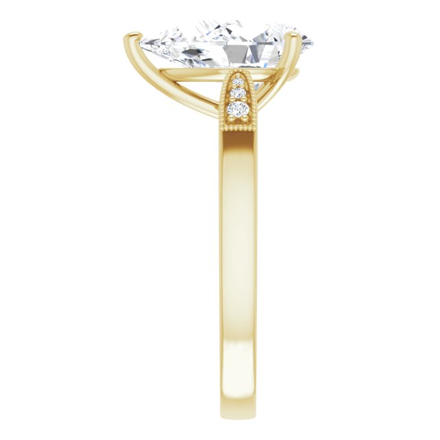 3.62 Pear Lab-Grown GH/VS2+ Cathedral Sidestone Engagement Ring in 14KY | ViewE