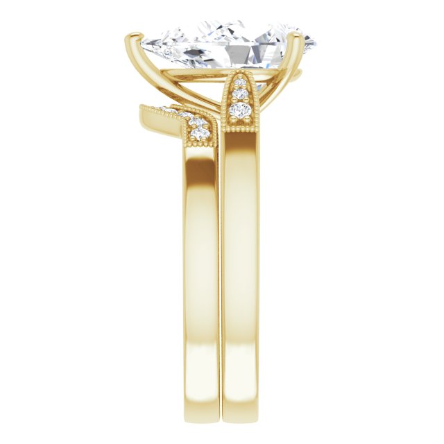 3.62 Pear Lab-Grown GH/VS2+ Cathedral Sidestone Engagement Ring in 14KY | AllComponents_ViewE