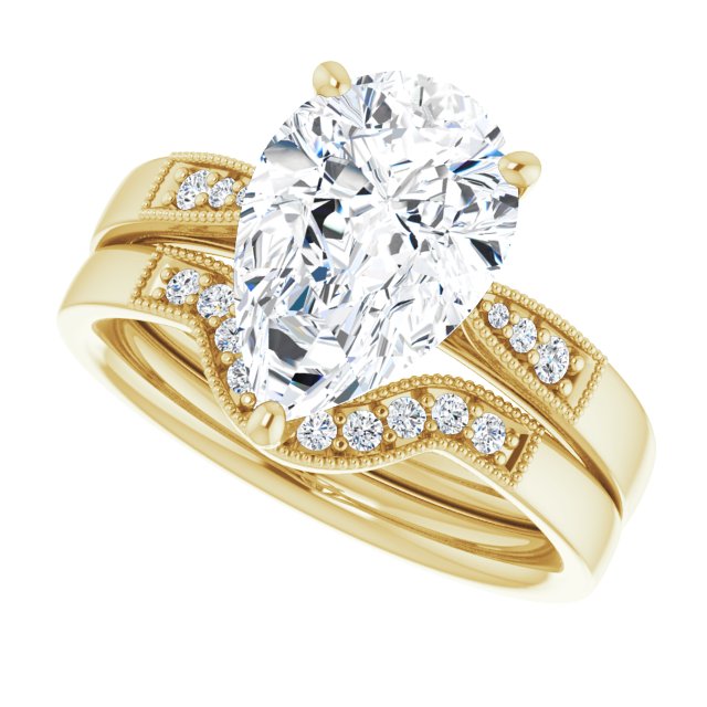 3.62 Pear Lab-Grown GH/VS2+ Cathedral Sidestone Engagement Ring in 14KY | AllComponents_View5