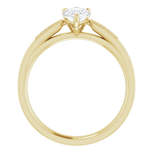 0.99 Pear Moissanite DEF/VVS Cathedral Sidestone Engagement Ring in 18KY | ViewB_4 0.99 Pear Moissanite DEF/VVS Cathedral Sidestone Engagement Ring in 18KY | ViewB_4