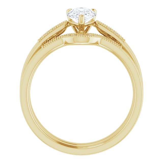 0.99 Pear Moissanite DEF/VVS Cathedral Sidestone Engagement Ring in 18KY | AllComponents_ViewB_4 0.99 Pear Moissanite DEF/VVS Cathedral Sidestone Engagement Ring in 18KY | AllComponents_ViewB_4