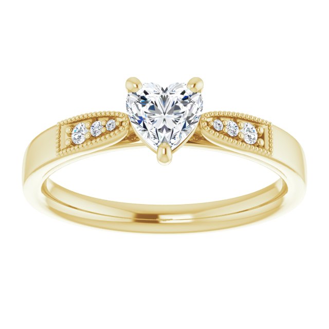 0.55 Heart Diamond GH/VS2+ Cathedral Sidestone Engagement Ring in 18KY | ViewS