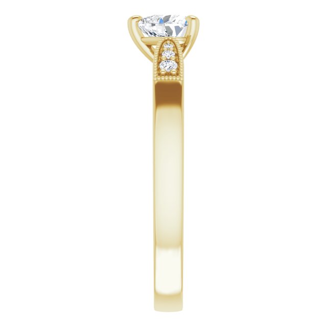0.55 Heart Diamond GH/VS2+ Cathedral Sidestone Engagement Ring in 18KY | ViewE