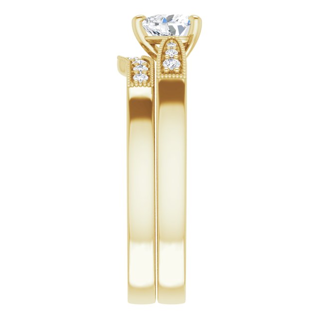 0.55 Heart Diamond GH/VS2+ Cathedral Sidestone Engagement Ring in 18KY | AllComponents_ViewE