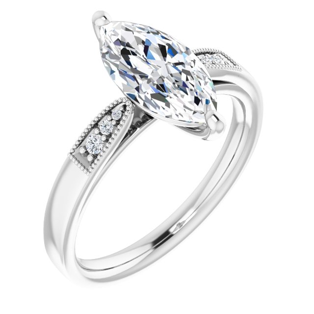 1.85 Marquise Lab-Grown D/VVS2+ Cathedral Sidestone Engagement Ring in 14KW | ViewA 1.85 Marquise Lab-Grown D/VVS2+ Cathedral Sidestone Engagement Ring in 14KW | ViewA