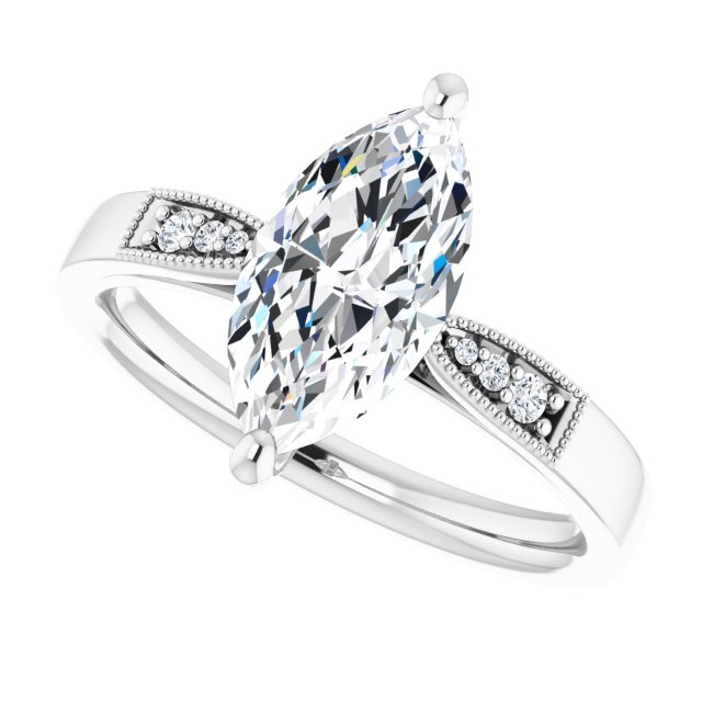 1.85 Marquise Lab-Grown D/VVS2+ Cathedral Sidestone Engagement Ring in 14KW | View5 1.85 Marquise Lab-Grown D/VVS2+ Cathedral Sidestone Engagement Ring in 14KW | View5