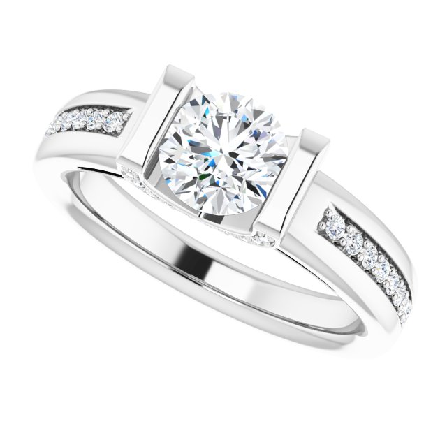 0.97 Round Diamond GH/VS2+ Tension Sidestone Engagement Ring in 14KW | View5 0.97 Round Diamond GH/VS2+ Tension Sidestone Engagement Ring in 14KW | View5