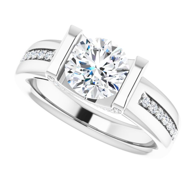 1.36 Round Lab-Grown GH/VS2+ Tension Sidestone Engagement Ring in PLAT | View5 1.36 Round Lab-Grown GH/VS2+ Tension Sidestone Engagement Ring in PLAT | View5