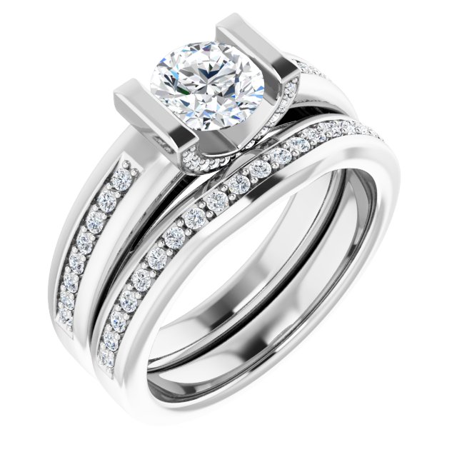 0.97 Round Diamond GH/VS2+ Tension Sidestone Engagement Ring in 14KW | AllComponents_ViewA 0.97 Round Diamond GH/VS2+ Tension Sidestone Engagement Ring in 14KW | AllComponents_ViewA