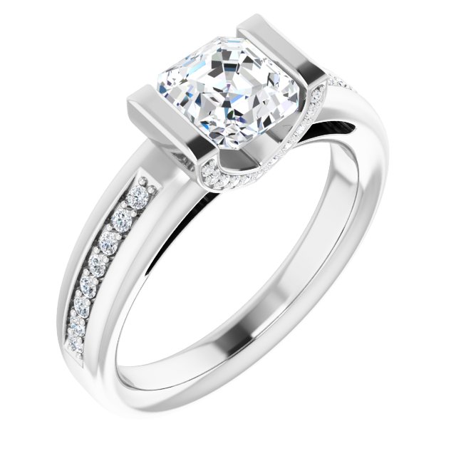 1.12 Asscher Diamond GH/VS2+ Tension Sidestone Engagement Ring in PLAT | ViewA 1.12 Asscher Diamond GH/VS2+ Tension Sidestone Engagement Ring in PLAT | ViewA