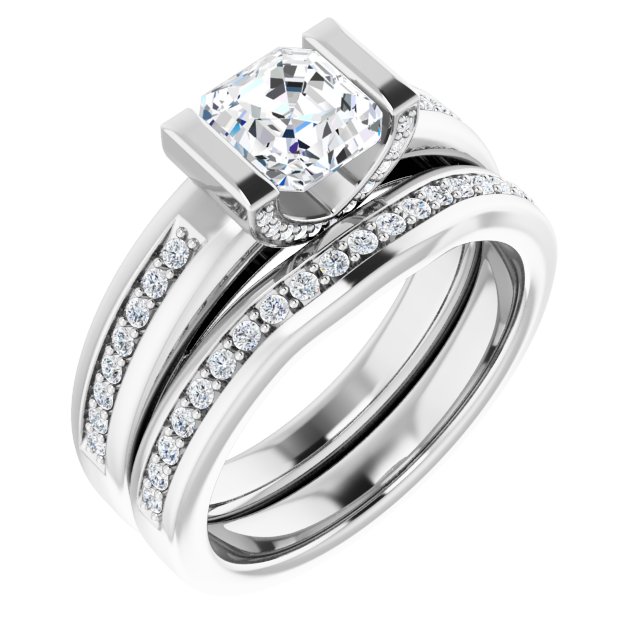1.12 Asscher Diamond GH/VS2+ Tension Sidestone Engagement Ring in PLAT | AllComponents_ViewA 1.12 Asscher Diamond GH/VS2+ Tension Sidestone Engagement Ring in PLAT | AllComponents_ViewA