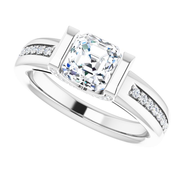 1.12 Asscher Diamond GH/VS2+ Tension Sidestone Engagement Ring in PLAT | View5 1.12 Asscher Diamond GH/VS2+ Tension Sidestone Engagement Ring in PLAT | View5