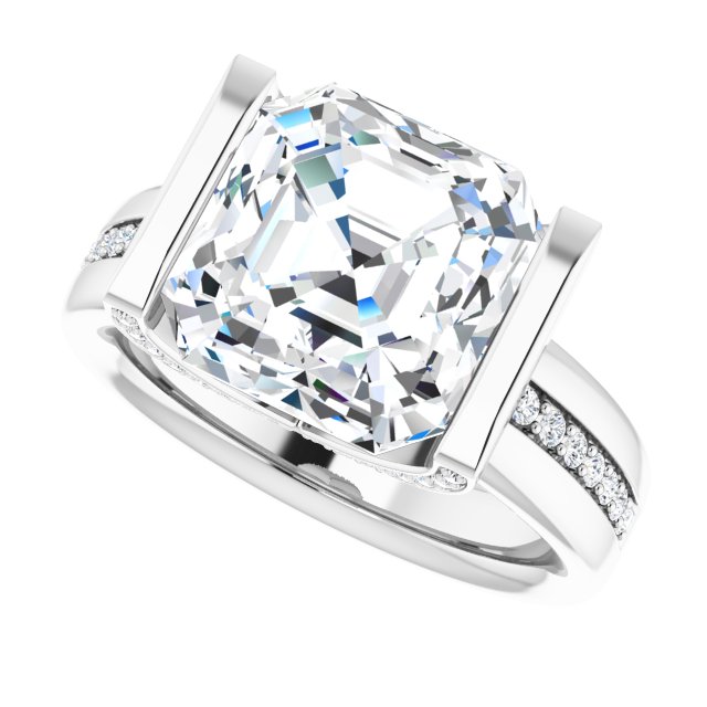 5.43 Asscher Lab-Grown D/VVS2+ Tension Sidestone Engagement Ring in 14KW | View5 5.43 Asscher Lab-Grown D/VVS2+ Tension Sidestone Engagement Ring in 14KW | View5