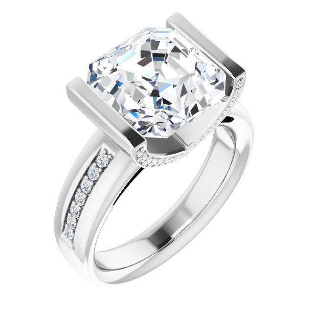 5.43 Asscher Lab-Grown D/VVS2+ Tension Sidestone Engagement Ring in 14KW | ViewA 5.43 Asscher Lab-Grown D/VVS2+ Tension Sidestone Engagement Ring in 14KW | ViewA