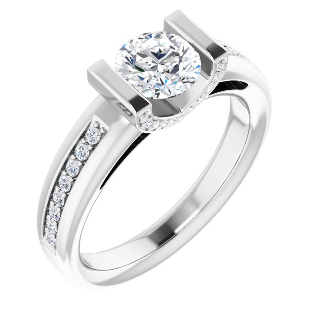 0.97 Round Diamond GH/VS2+ Tension Sidestone Engagement Ring in 14KW | ViewA 0.97 Round Diamond GH/VS2+ Tension Sidestone Engagement Ring in 14KW | ViewA