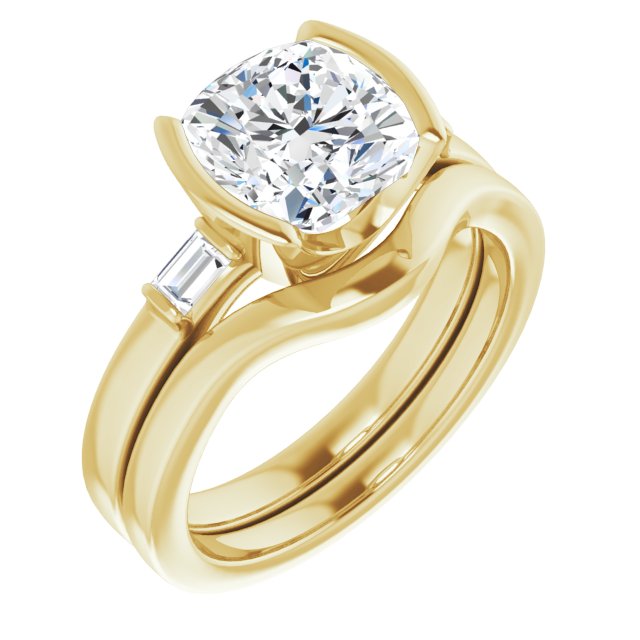 2.60 tcw Cushion Diamond GH/VS2+ Modern Three Stone Engagement Ring in 14KY | AllComponents_ViewA 2.60 tcw Cushion Diamond GH/VS2+ Modern Three Stone Engagement Ring in 14KY | AllComponents_ViewA