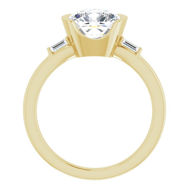 2.60 tcw Cushion Diamond GH/VS2+ Modern Three Stone Engagement Ring in 14KY | ViewB_4 2.60 tcw Cushion Diamond GH/VS2+ Modern Three Stone Engagement Ring in 14KY | ViewB_4