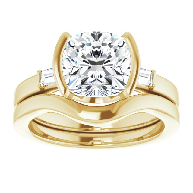 2.60 tcw Cushion Diamond GH/VS2+ Modern Three Stone Engagement Ring in 14KY | AllComponents_ViewS 2.60 tcw Cushion Diamond GH/VS2+ Modern Three Stone Engagement Ring in 14KY | AllComponents_ViewS